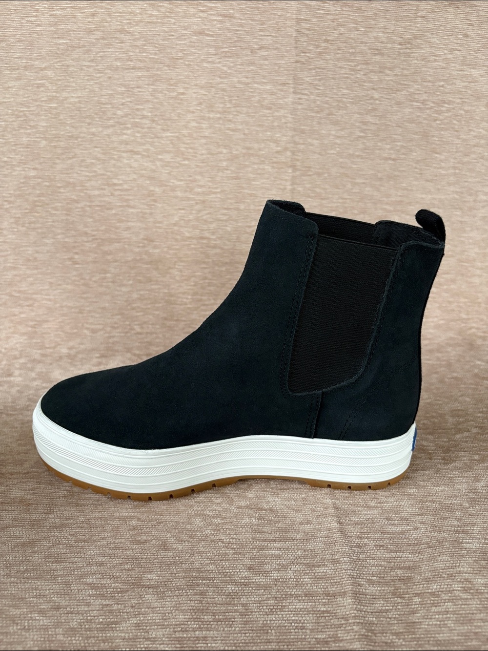Keds Black Suede Platform Chelsea Booties with White Sole Size 7.5 Women’s - Picture 6 of 9